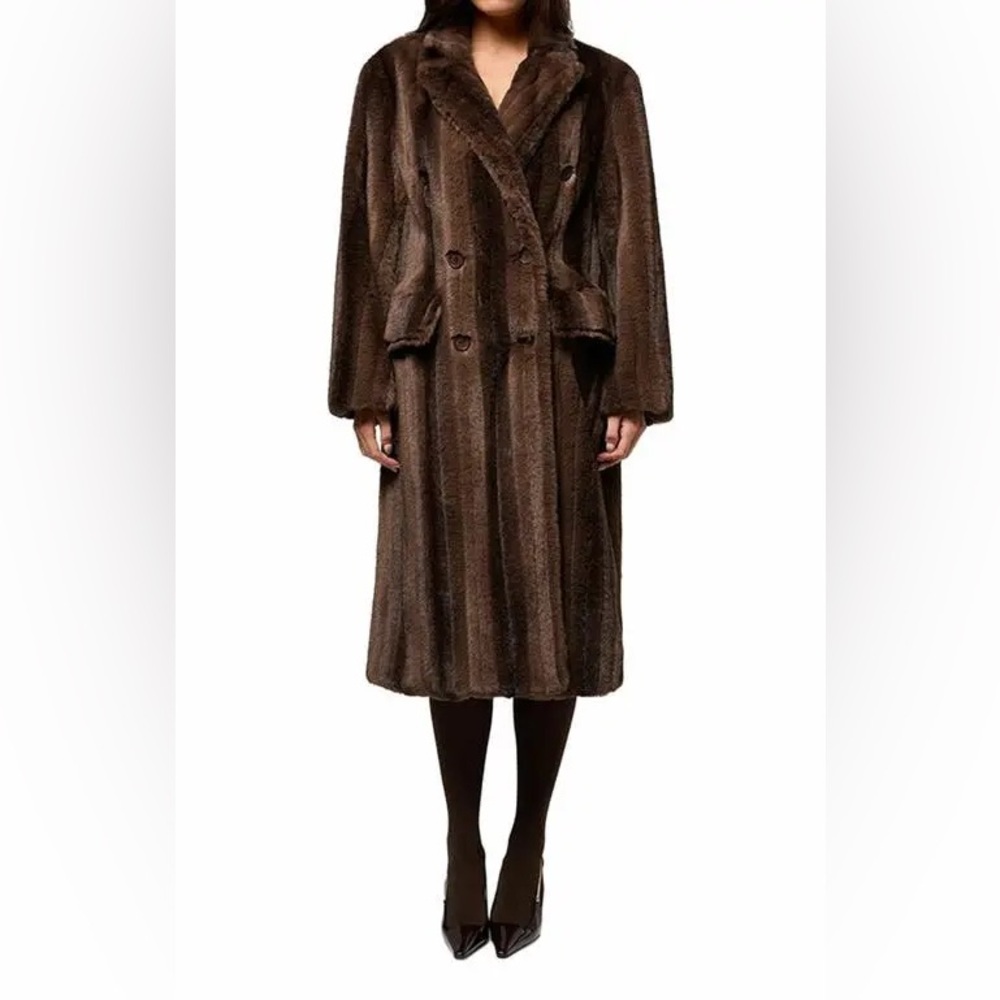 NWT WEWOREWHAT Faux Fur Blazer Jacket Brown Women’s XS/S/M 6825